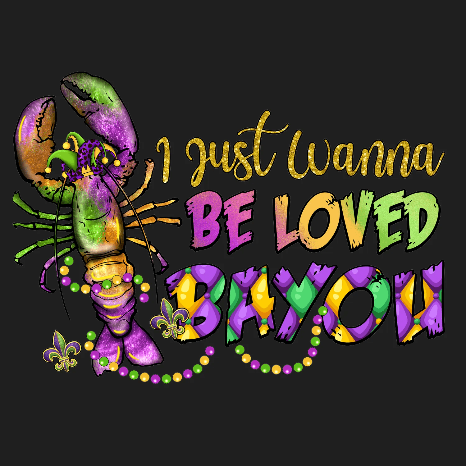 Mardi Gras Lobster - DTF Ready to Press - Heat Press Transfer