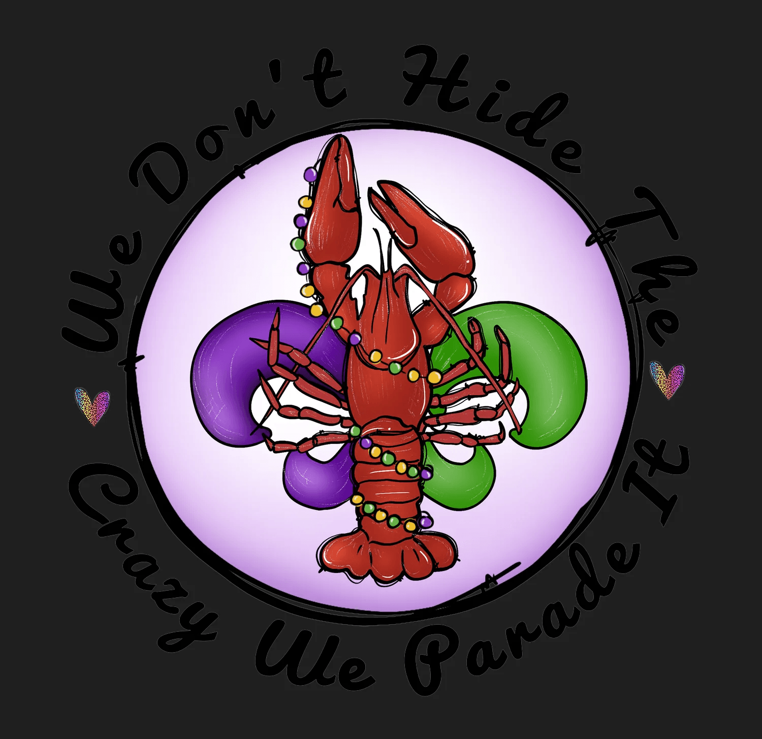 Mardi Gras Lobster - DTF Ready to Press - Heat Press Transfer