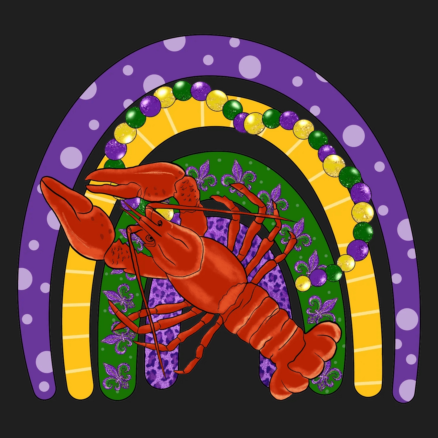 Mardi Gras Lobster - DTF Ready to Press - Heat Press Transfer