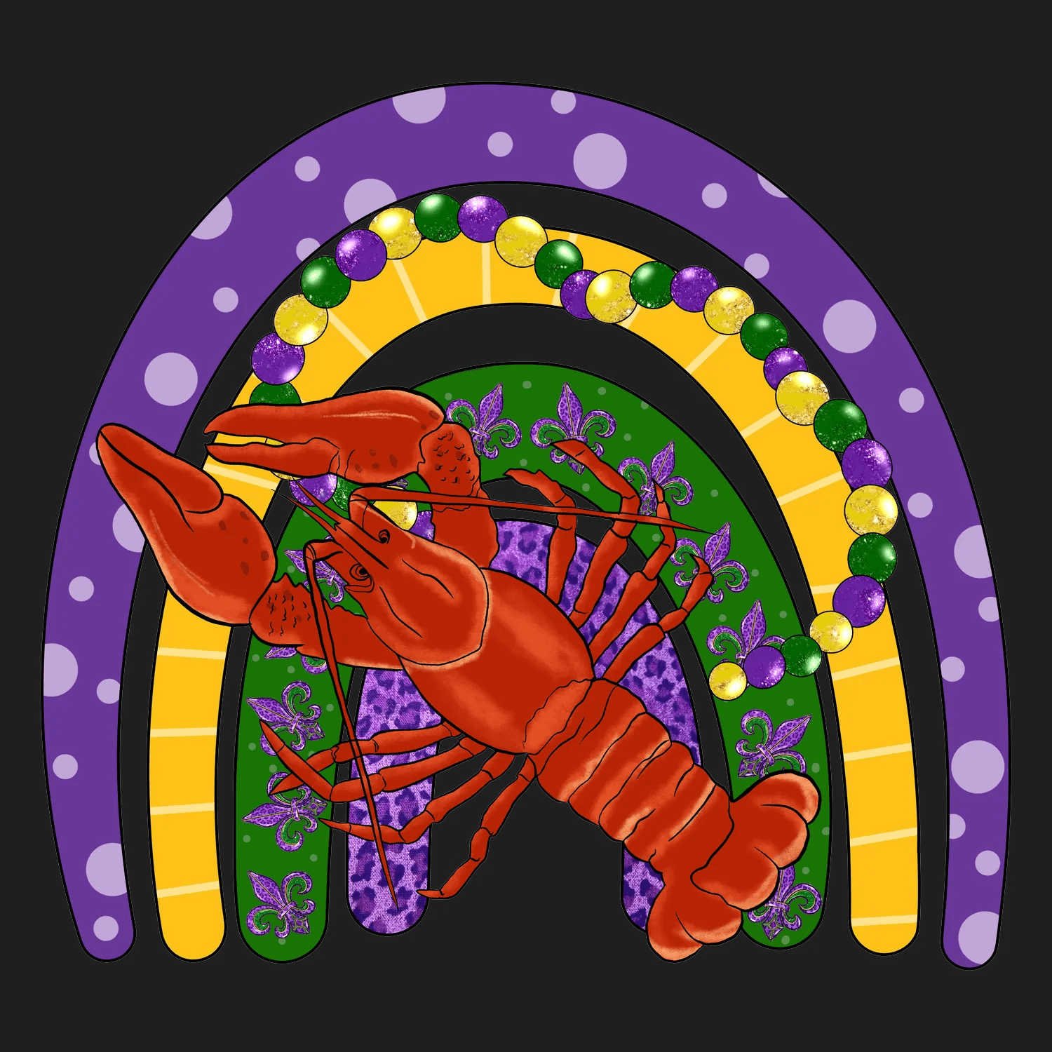 Mardi Gras Lobster - DTF Ready to Press - Heat Press Transfer