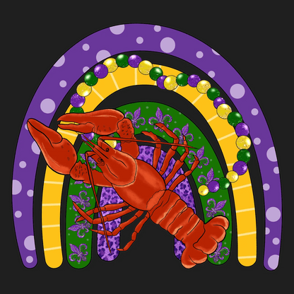 Mardi Gras Lobster - DTF Ready to Press - Heat Press Transfer