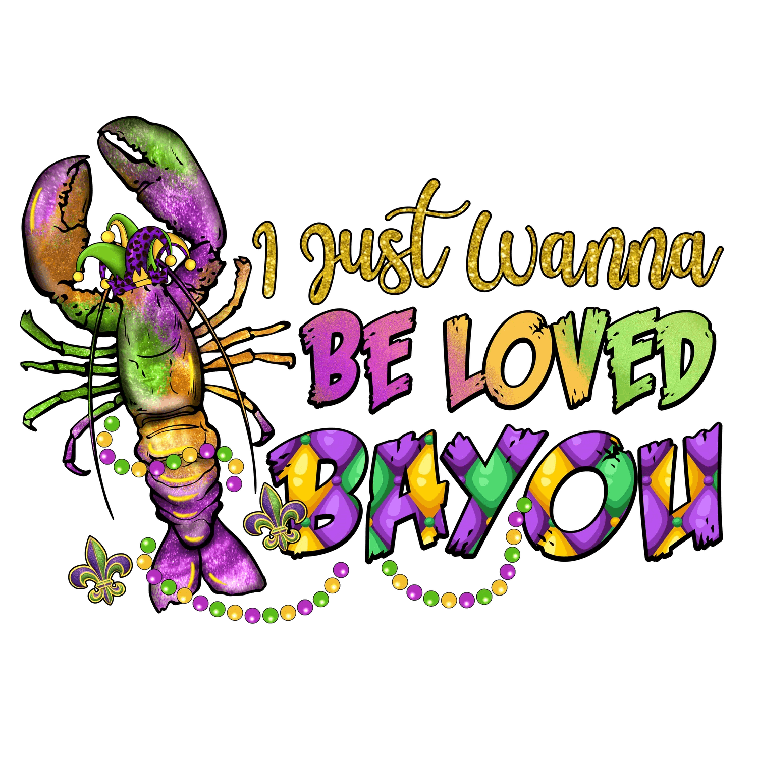 Mardi Gras Lobster - DTF Ready to Press - Heat Press Transfer
