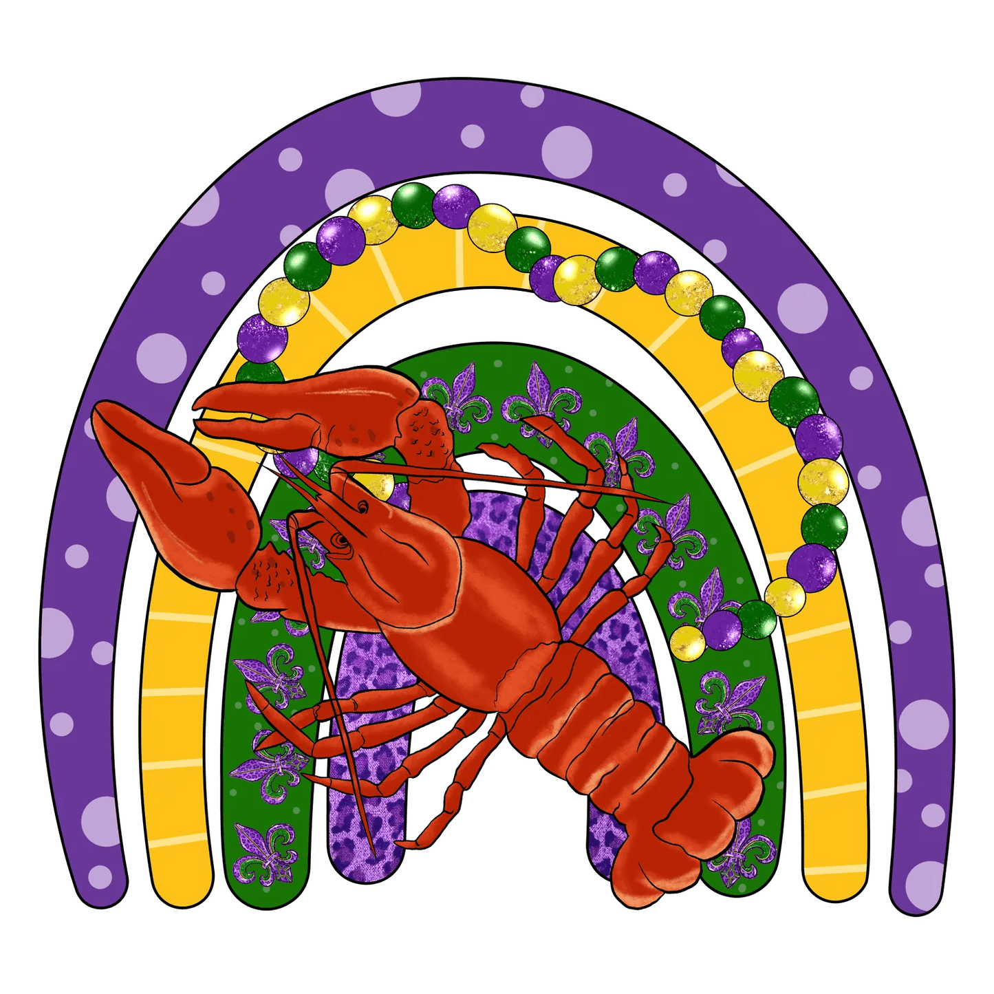 Mardi Gras Lobster - DTF Ready to Press - Heat Press Transfer