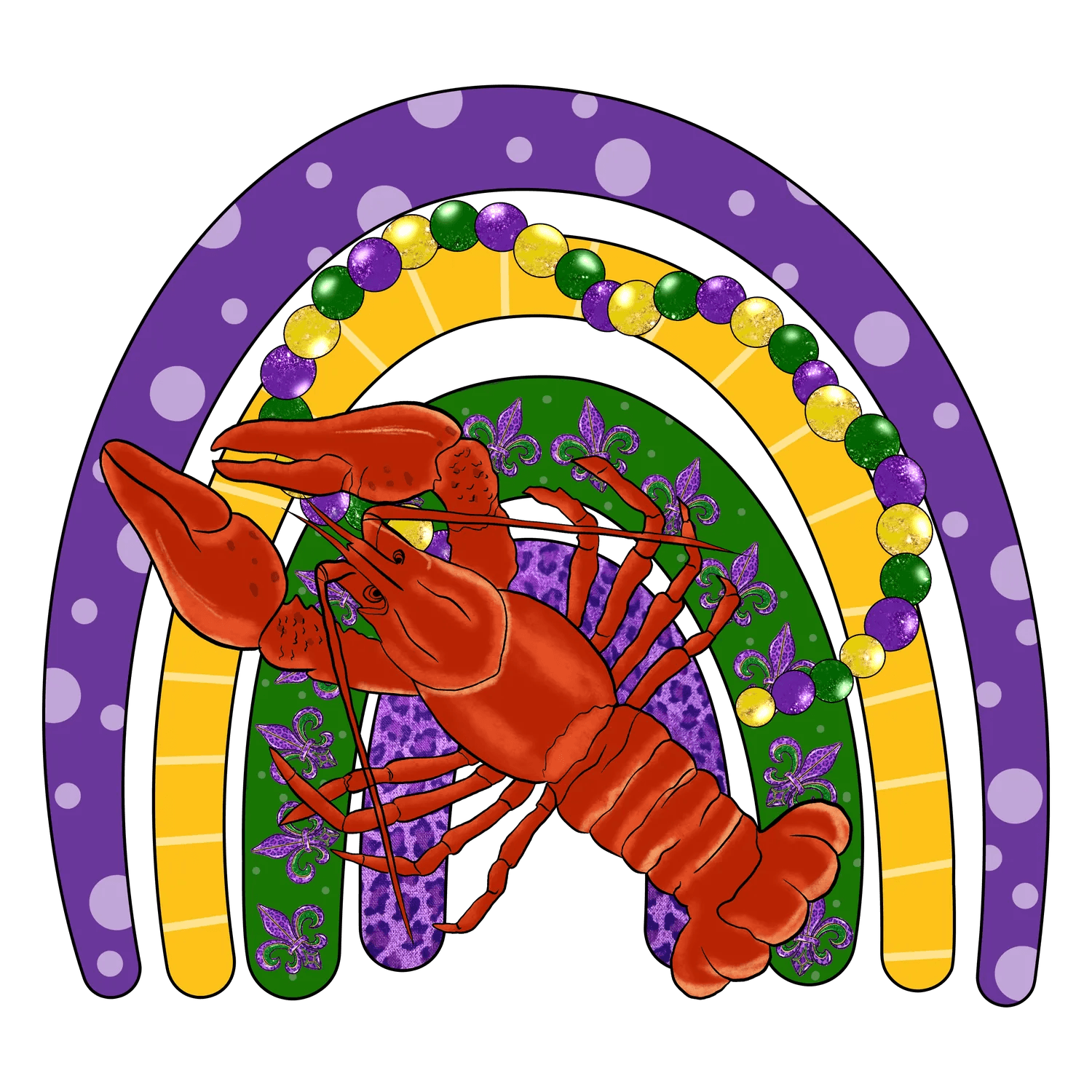 Mardi Gras Lobster - DTF Ready to Press - Heat Press Transfer
