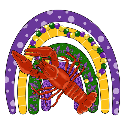 Mardi Gras Lobster - DTF Ready to Press - Heat Press Transfer