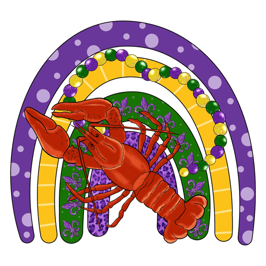 Mardi Gras Lobster - DTF Ready to Press - Heat Press Transfer
