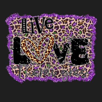 Mardi Gras Love - DTF Ready to Press - Heat Press Transfer