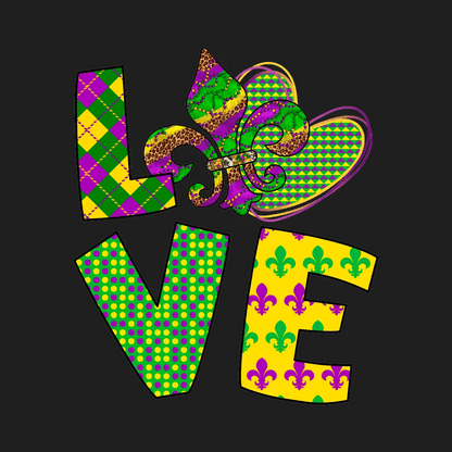 Mardi Gras Love - DTF Ready to Press - Heat Press Transfer