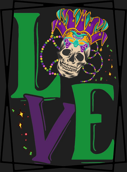 Mardi Gras Love - DTF Ready to Press - Heat Press Transfer