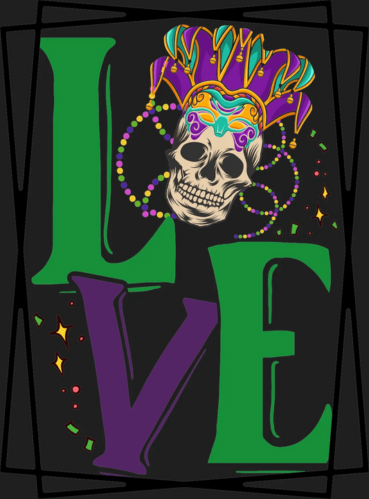 Mardi Gras Love - DTF Ready to Press - Heat Press Transfer