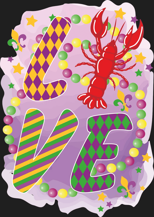 Mardi Gras Love - DTF Ready to Press - Heat Press Transfer