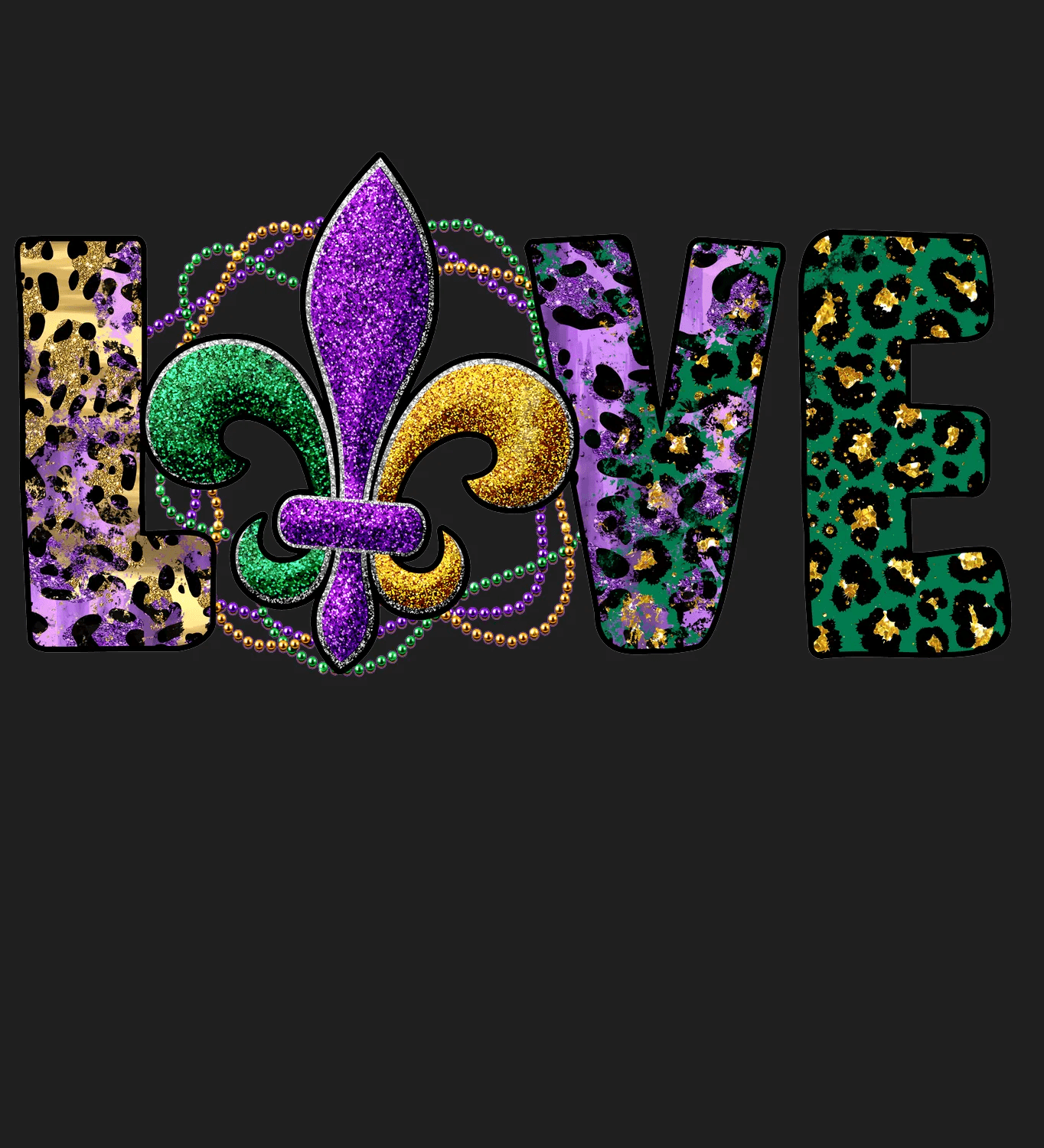 Mardi Gras Love - DTF Ready to Press - Heat Press Transfer