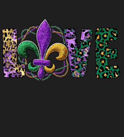 Mardi Gras Love - DTF Ready to Press - Heat Press Transfer
