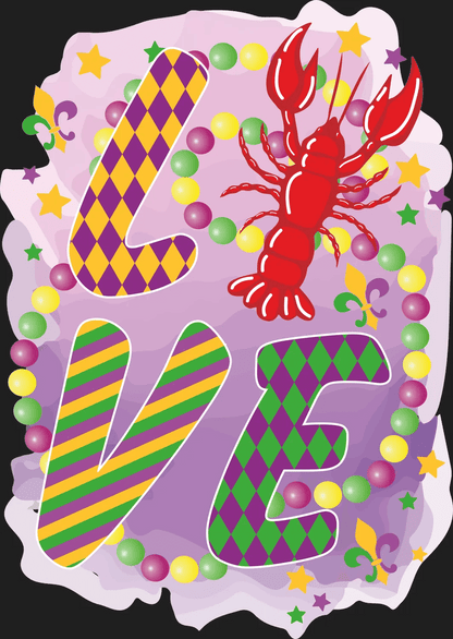 Mardi Gras Love - DTF Ready to Press - Heat Press Transfer