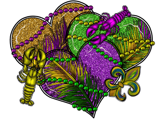 Mardi Gras Love - DTF Ready to Press - Heat Press Transfer