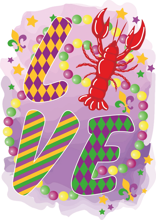 Mardi Gras Love - DTF Ready to Press - Heat Press Transfer