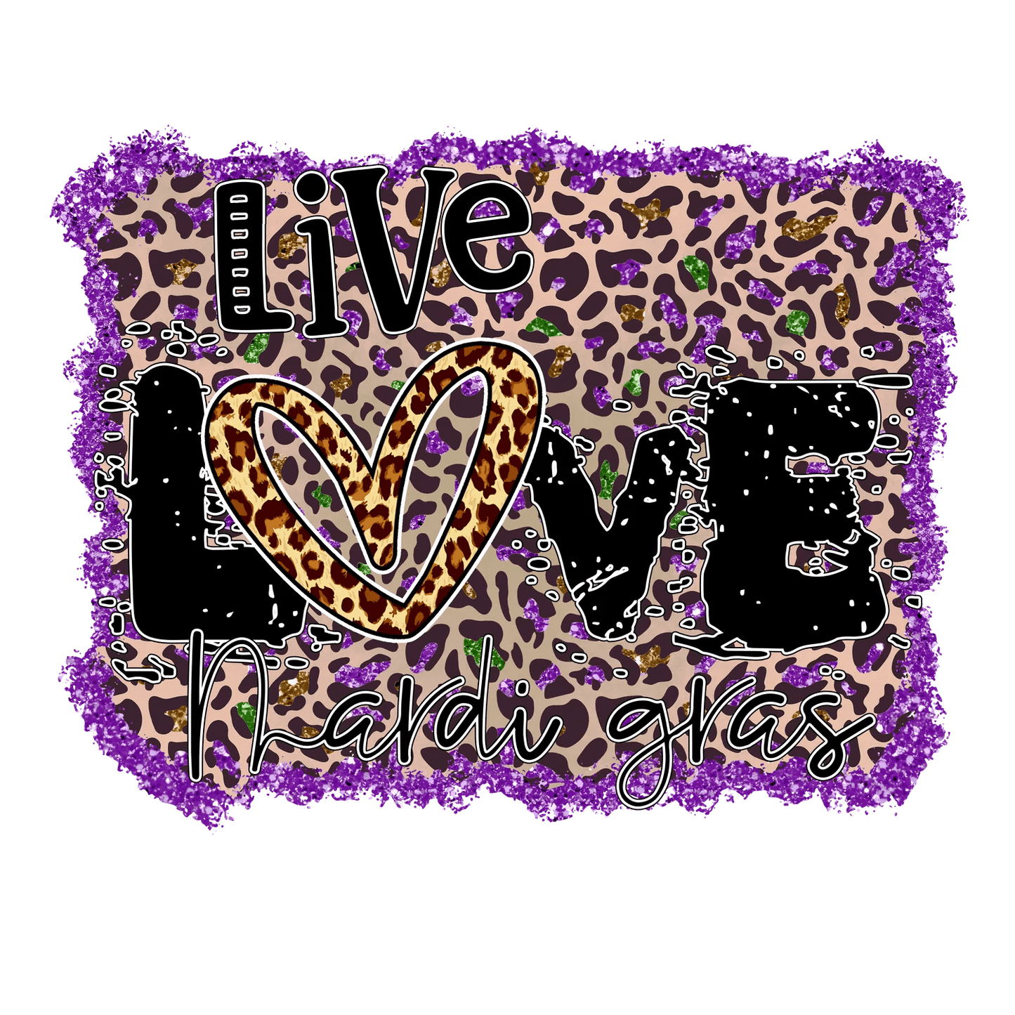 Mardi Gras Love - DTF Ready to Press - Heat Press Transfer