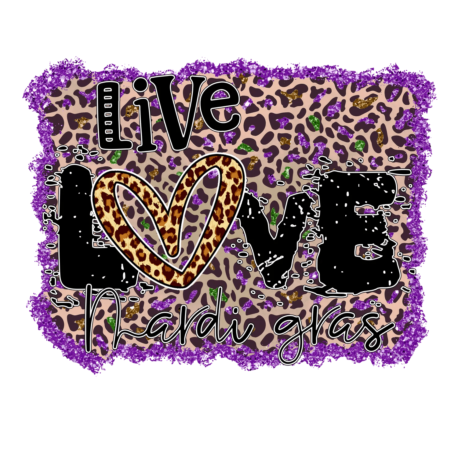 Mardi Gras Love - DTF Ready to Press - Heat Press Transfer