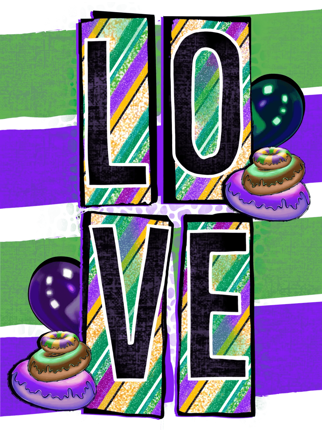 Mardi Gras Love - DTF Ready to Press - Heat Press Transfer