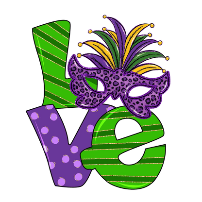 Mardi Gras Love - DTF Ready to Press - Heat Press Transfer