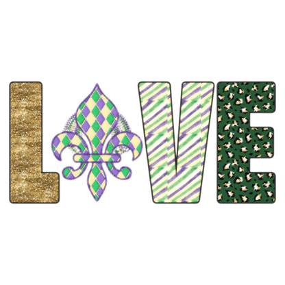 Mardi Gras Love - DTF Ready to Press - Heat Press Transfer
