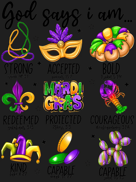 Mardi Gras Magic - DTF Ready to Press - Heat Press Transfer