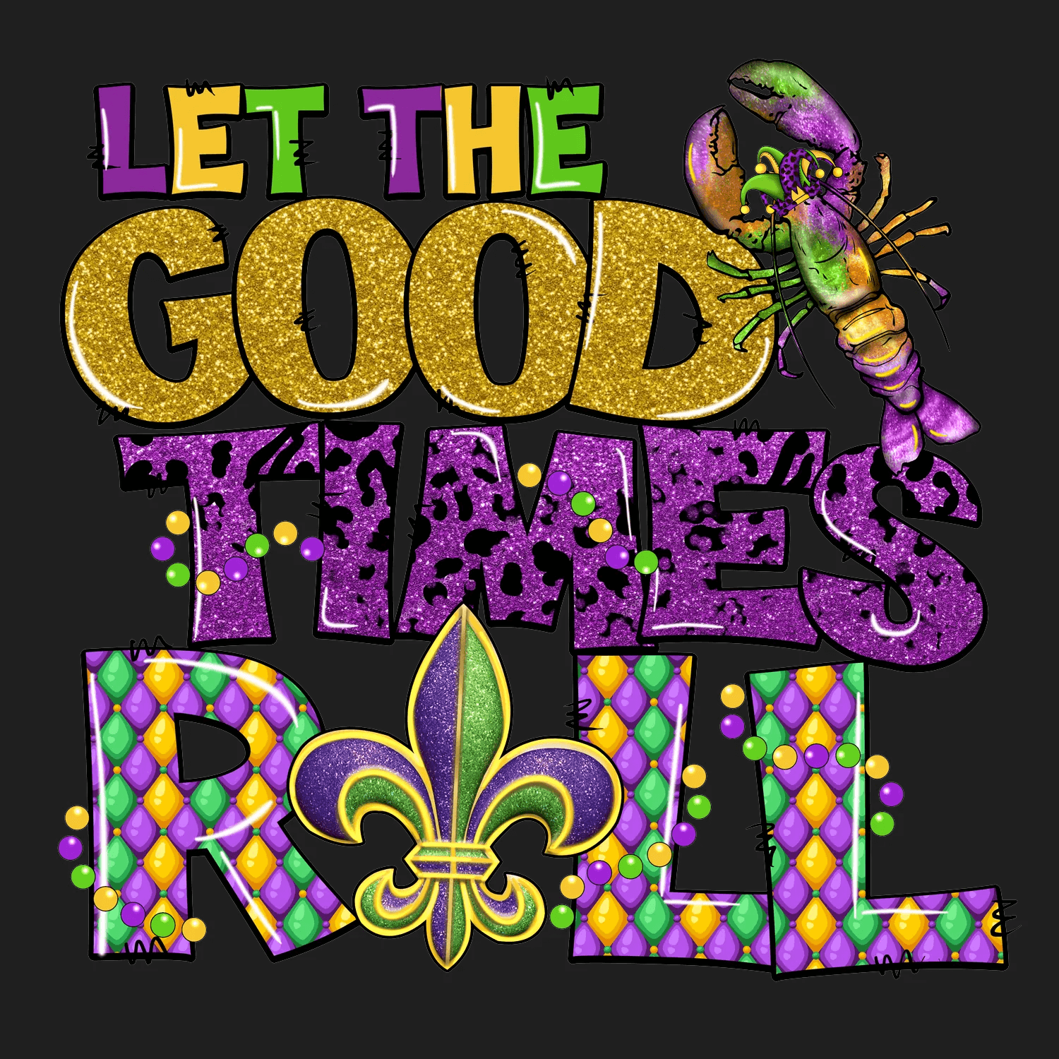 Mardi Gras Magic - DTF Ready to Press - Heat Press Transfer