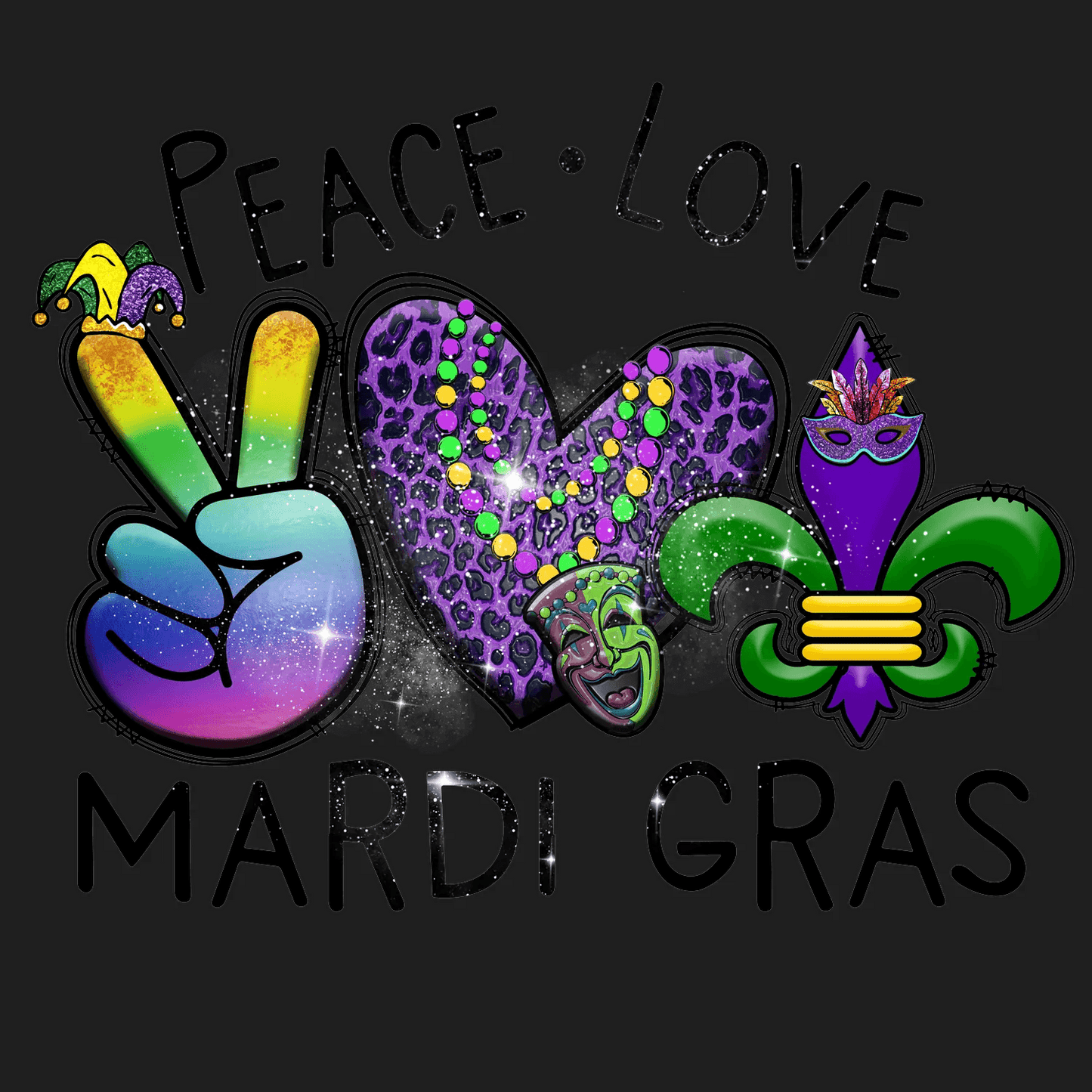 Mardi Gras Magic - DTF Ready to Press - Heat Press Transfer