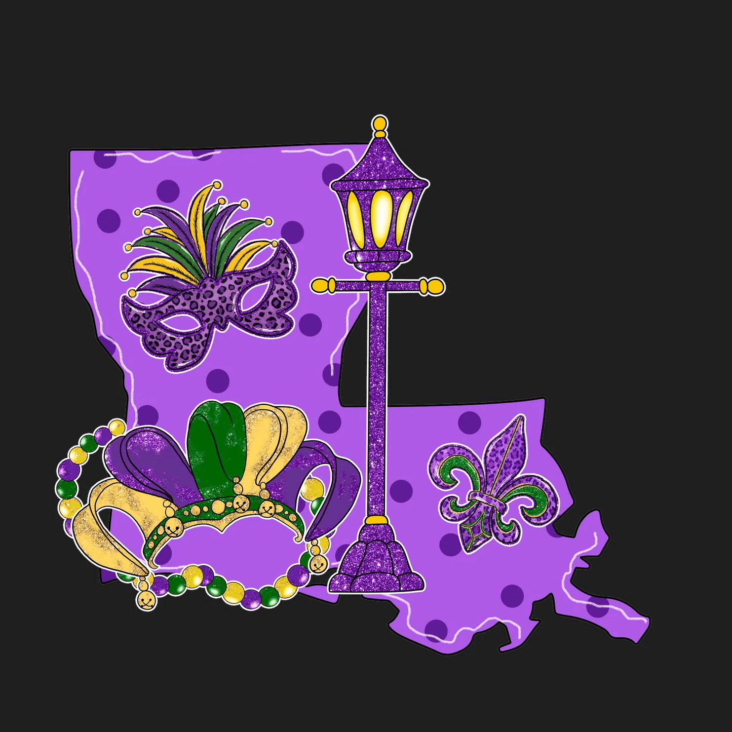 Mardi Gras Magic - DTF Ready to Press - Heat Press Transfer
