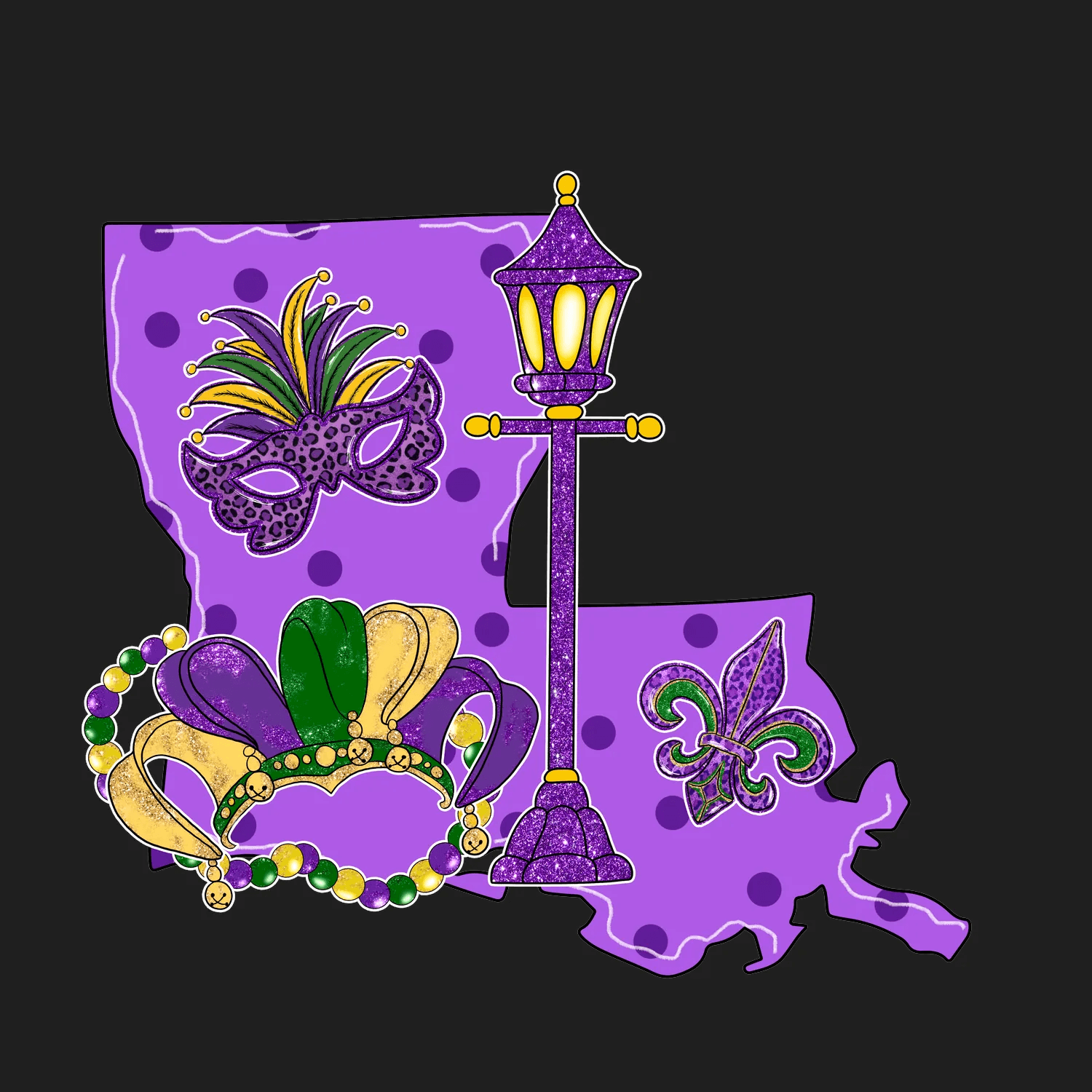 Mardi Gras Magic - DTF Ready to Press - Heat Press Transfer