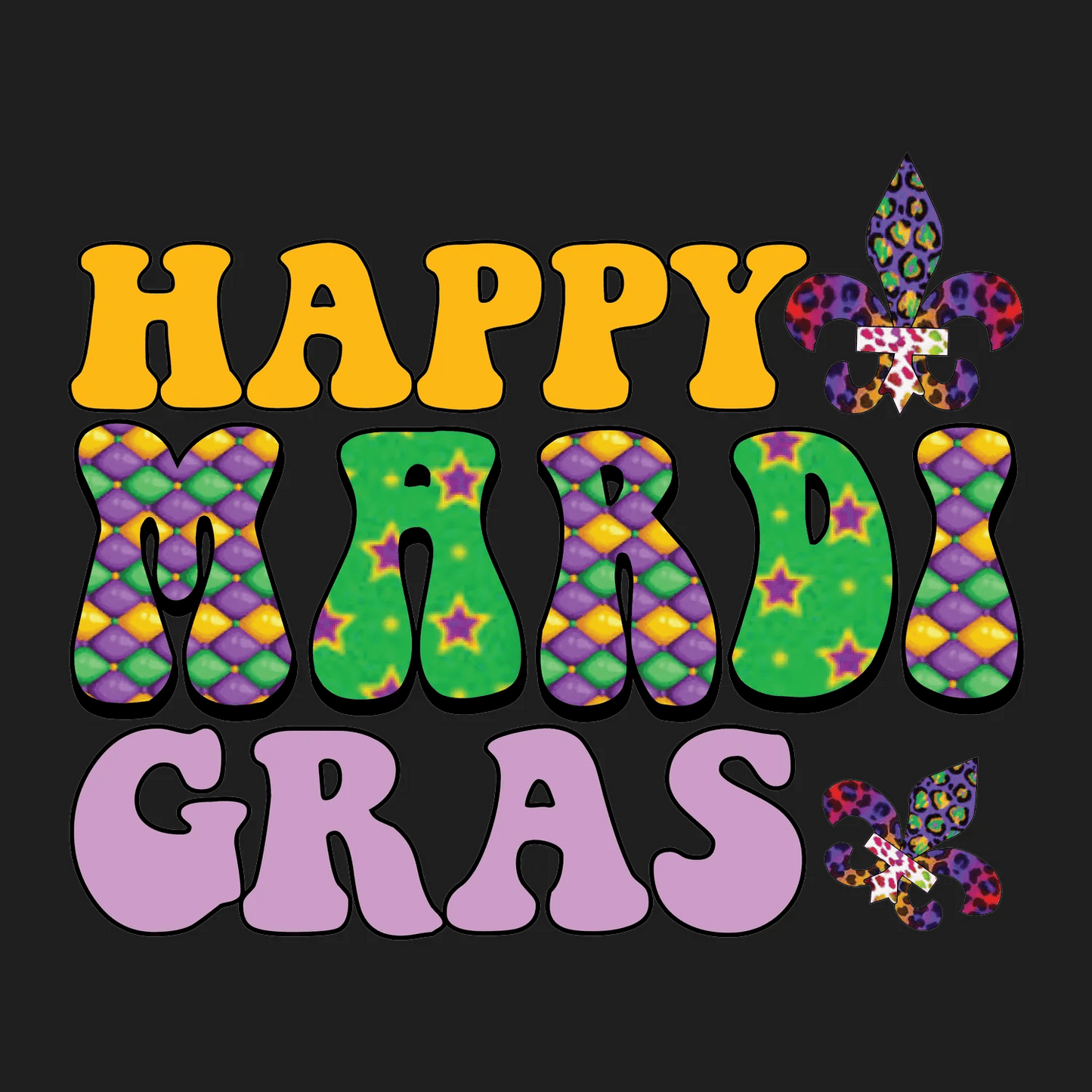 Mardi Gras Magic - DTF Ready to Press - Heat Press Transfer