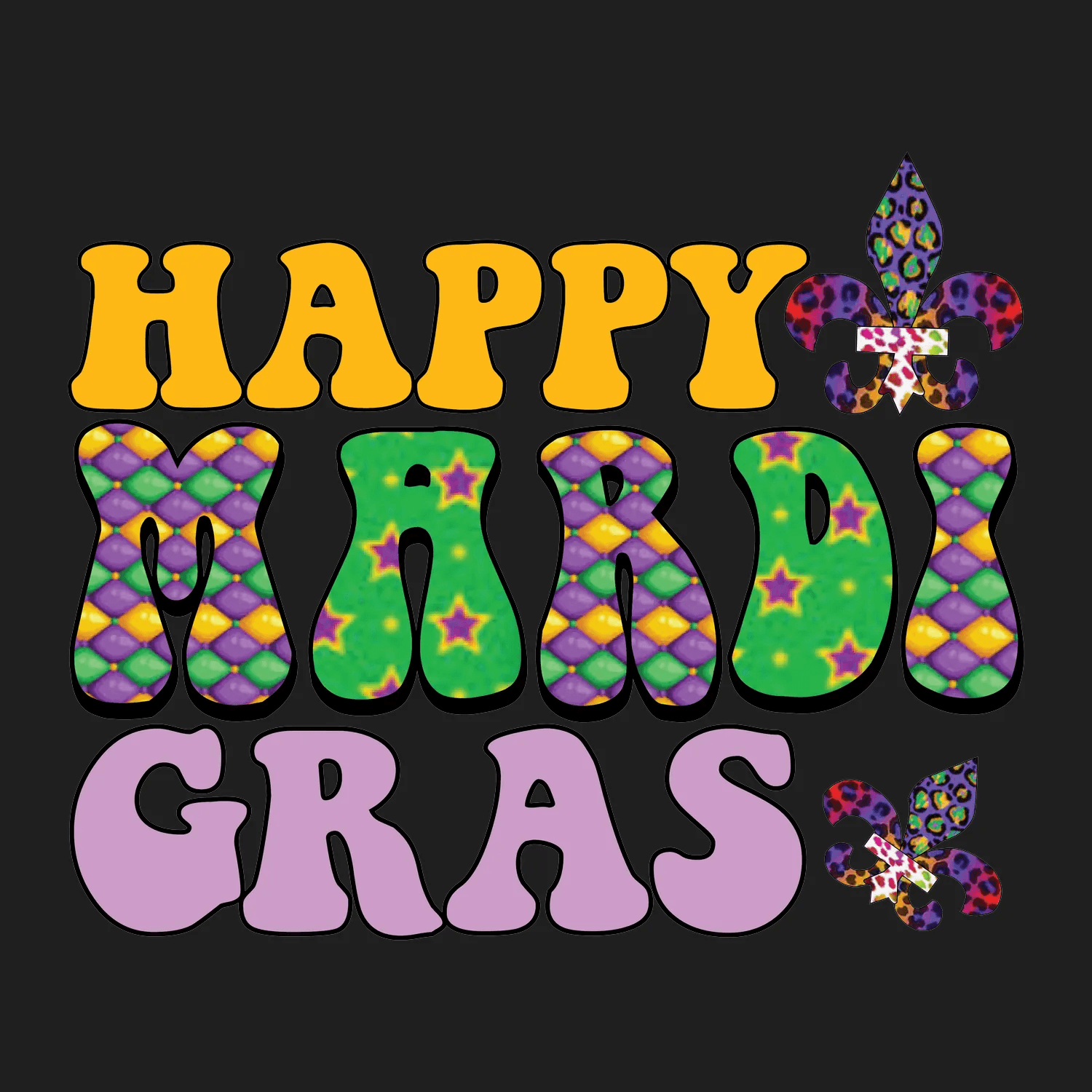 Mardi Gras Magic - DTF Ready to Press - Heat Press Transfer