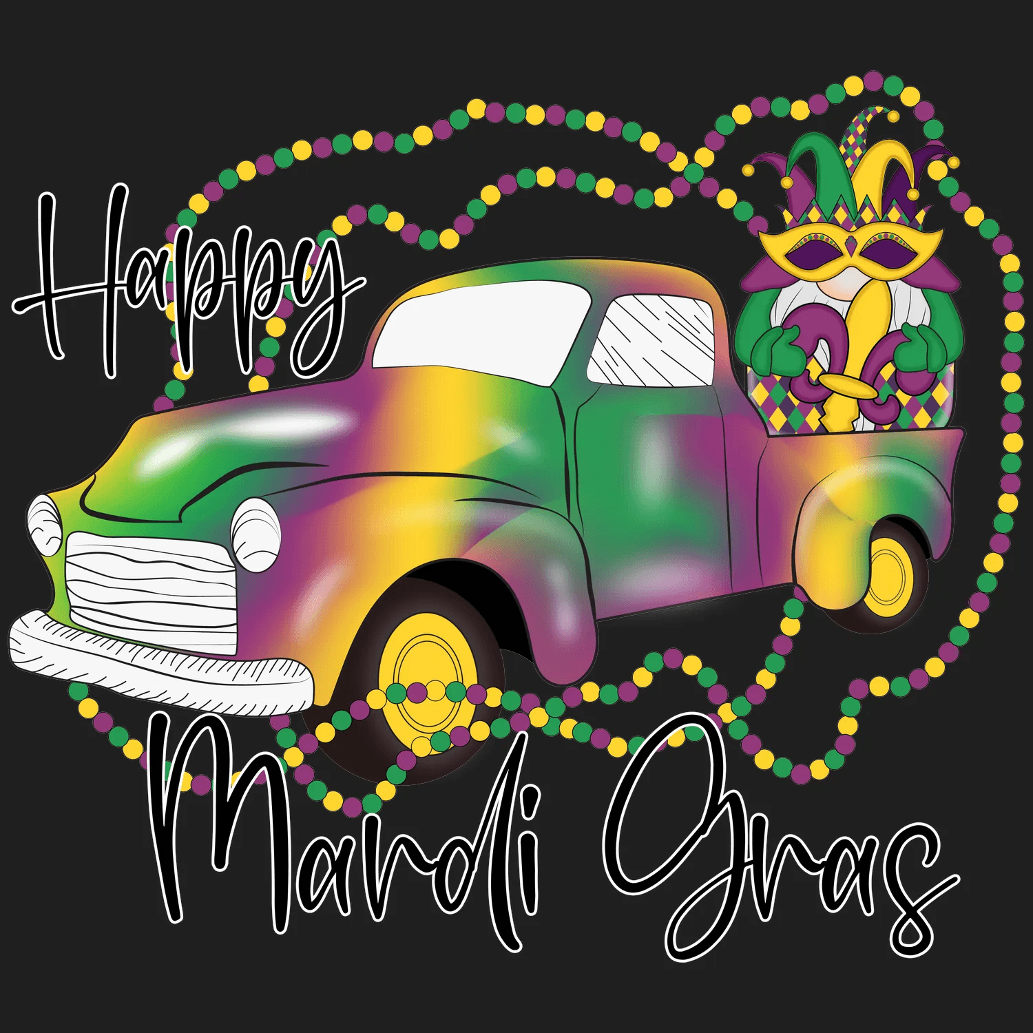 Mardi Gras Magic - DTF Ready to Press - Heat Press Transfer
