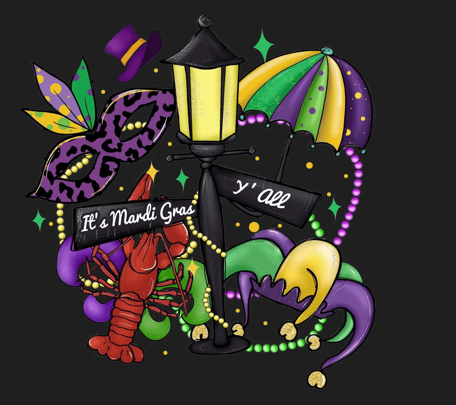 Mardi Gras Magic - DTF Ready to Press - Heat Press Transfer
