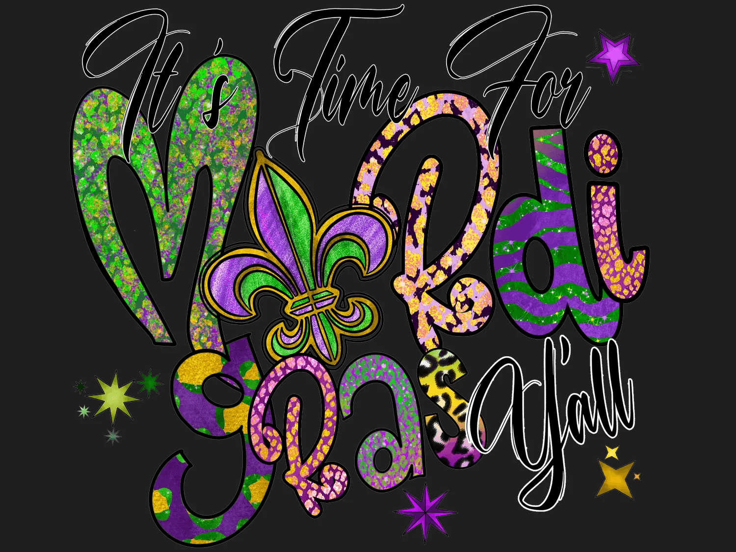 Mardi Gras Magic - DTF Ready to Press - Heat Press Transfer