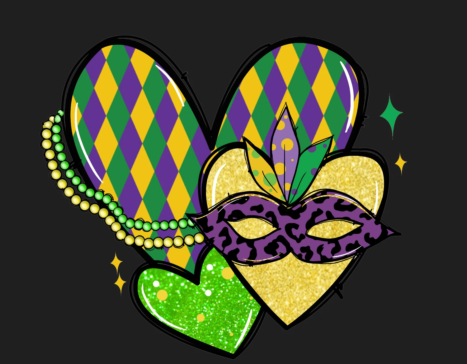 Mardi Gras Magic - DTF Ready to Press - Heat Press Transfer