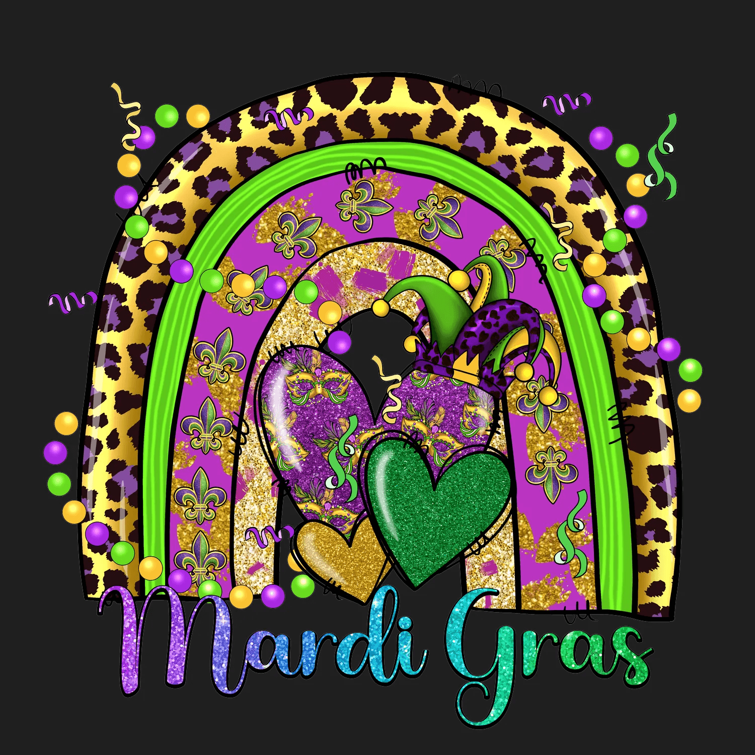 Mardi Gras Magic - DTF Ready to Press - Heat Press Transfer
