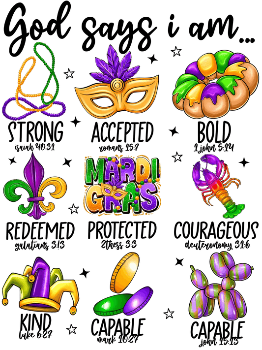 Mardi Gras Magic - DTF Ready to Press - Heat Press Transfer