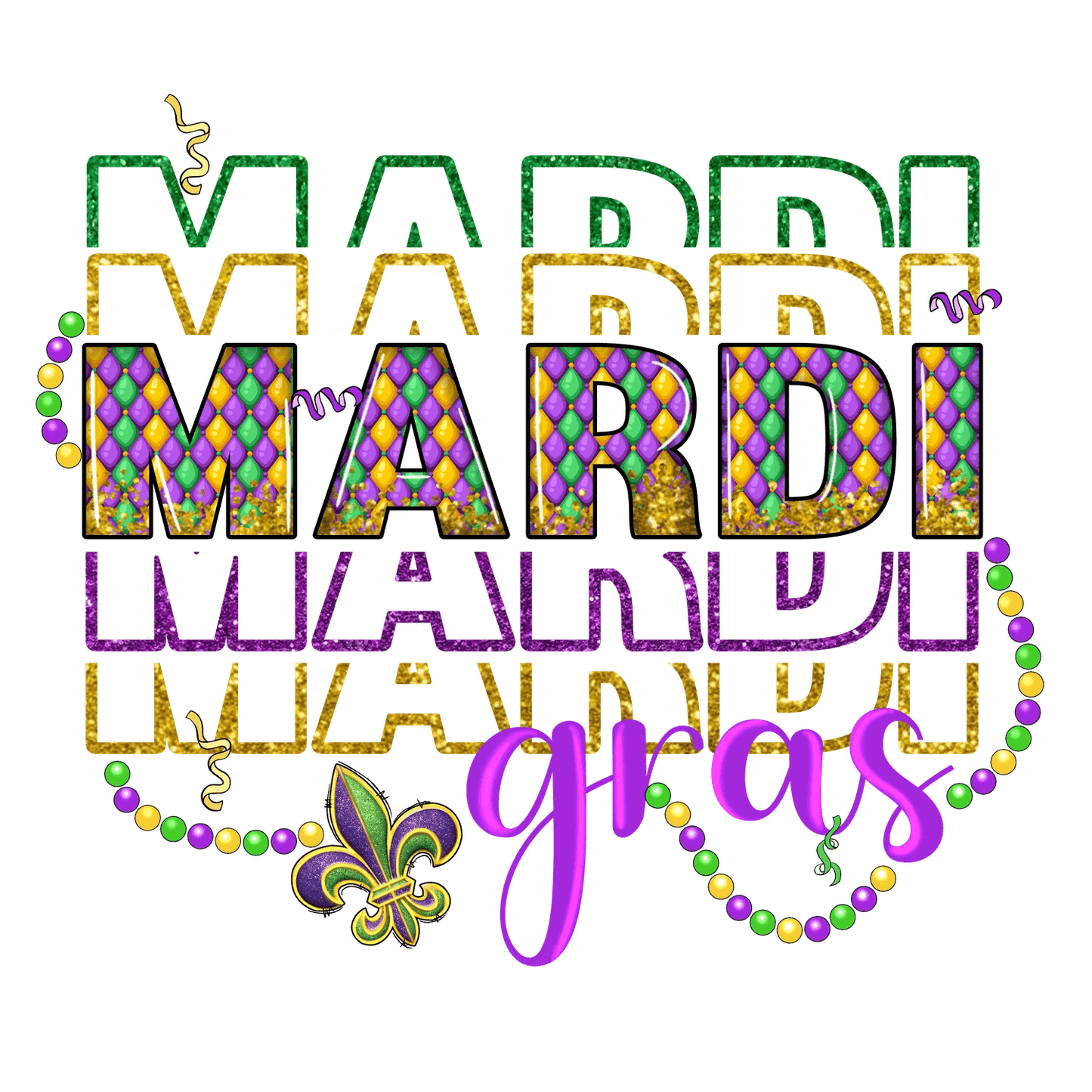 Mardi Gras Magic - DTF Ready to Press - Heat Press Transfer