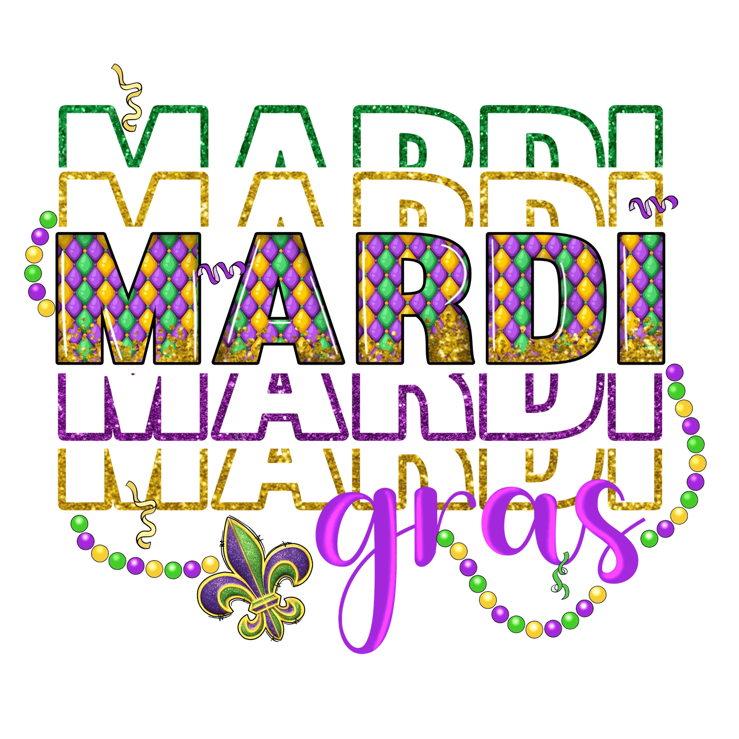 Mardi Gras Magic - DTF Ready to Press - Heat Press Transfer