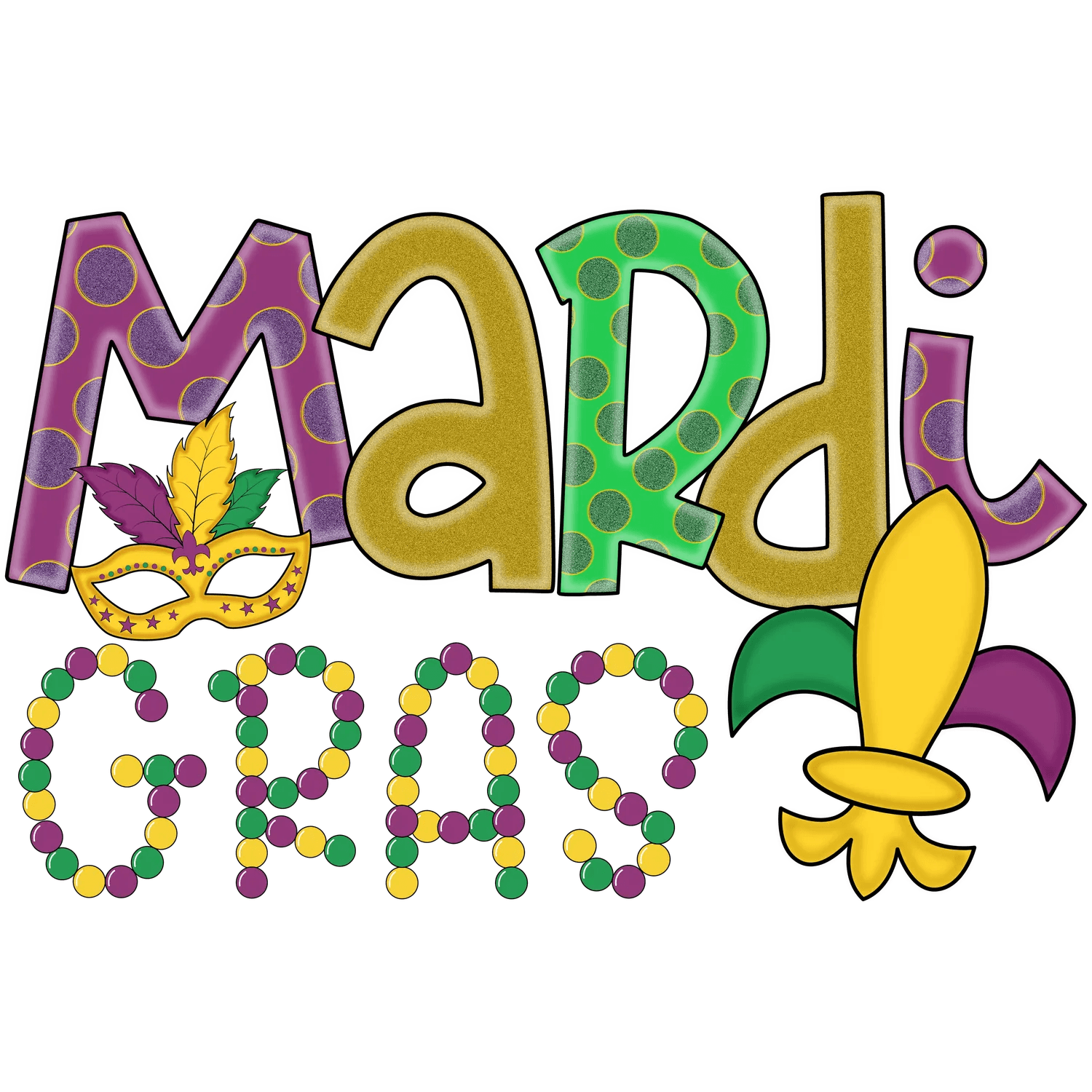 Mardi Gras Magic - DTF Ready to Press - Heat Press Transfer