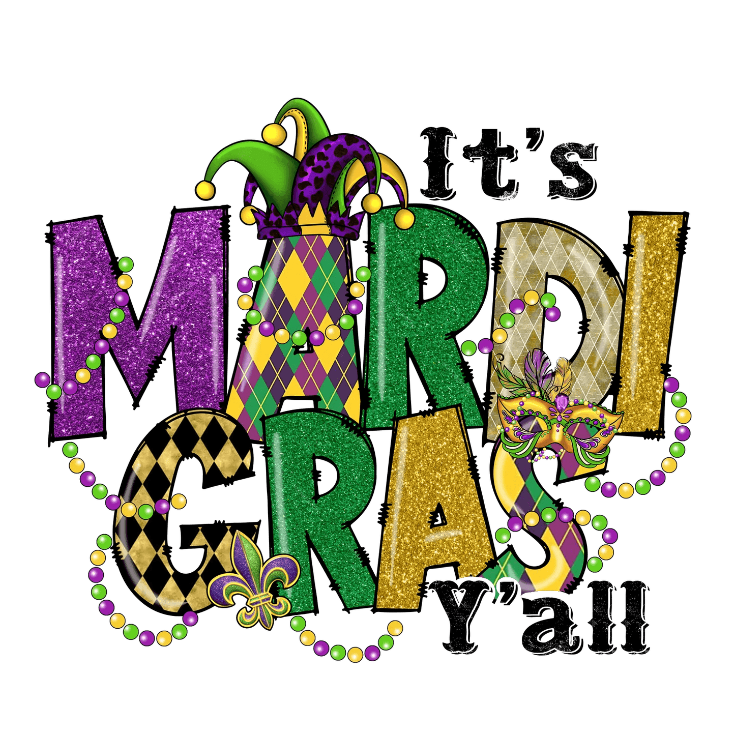 Mardi Gras Magic - DTF Ready to Press - Heat Press Transfer