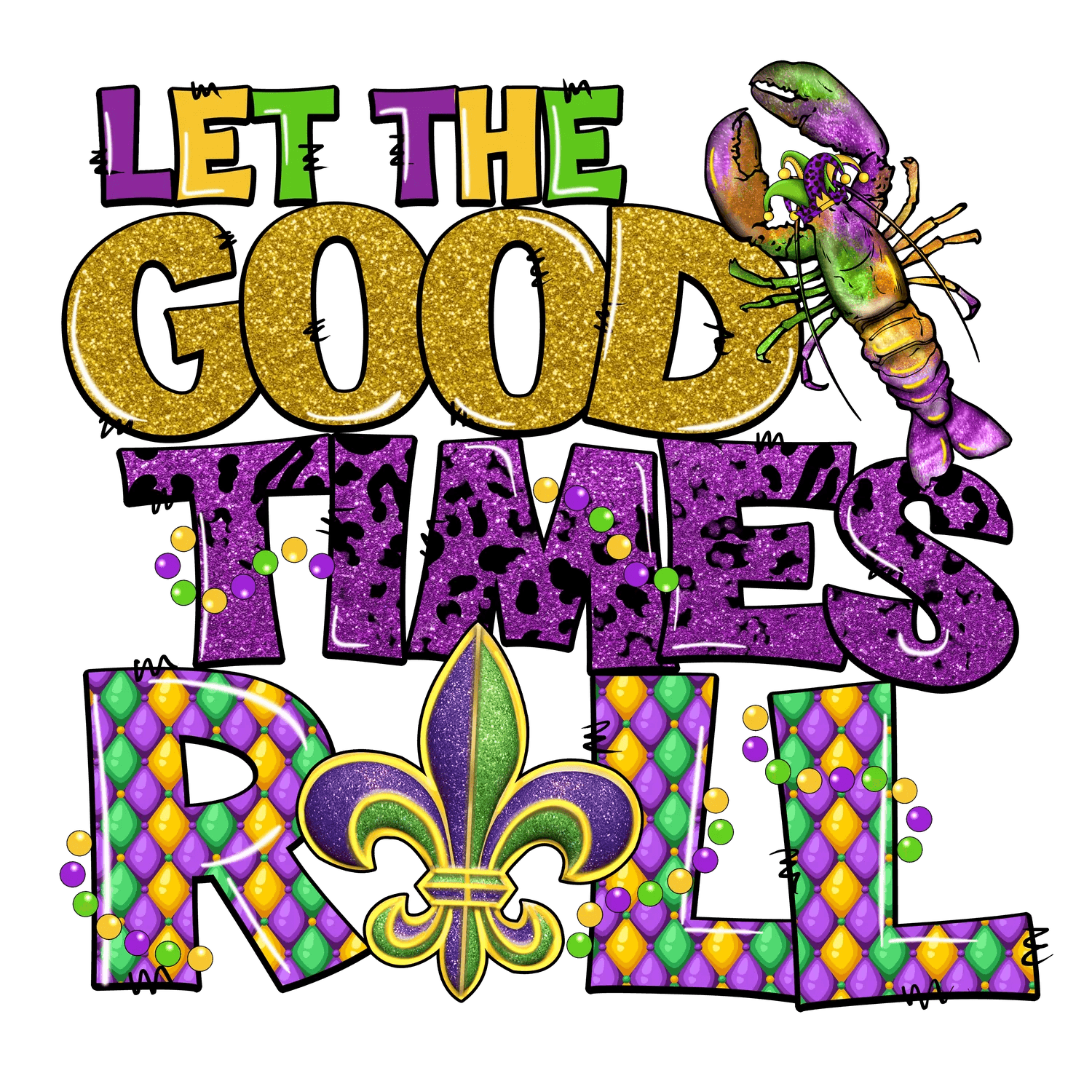 Mardi Gras Magic - DTF Ready to Press - Heat Press Transfer