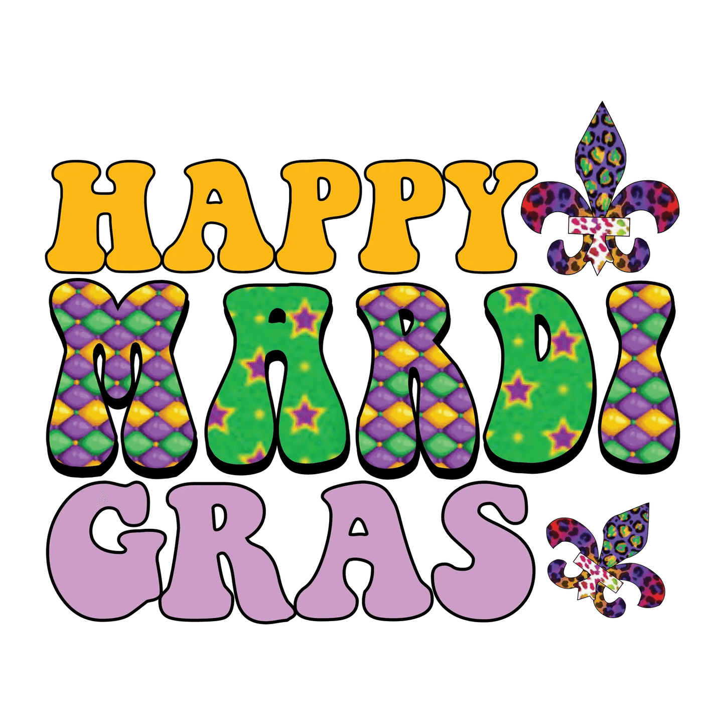 Mardi Gras Magic - DTF Ready to Press - Heat Press Transfer