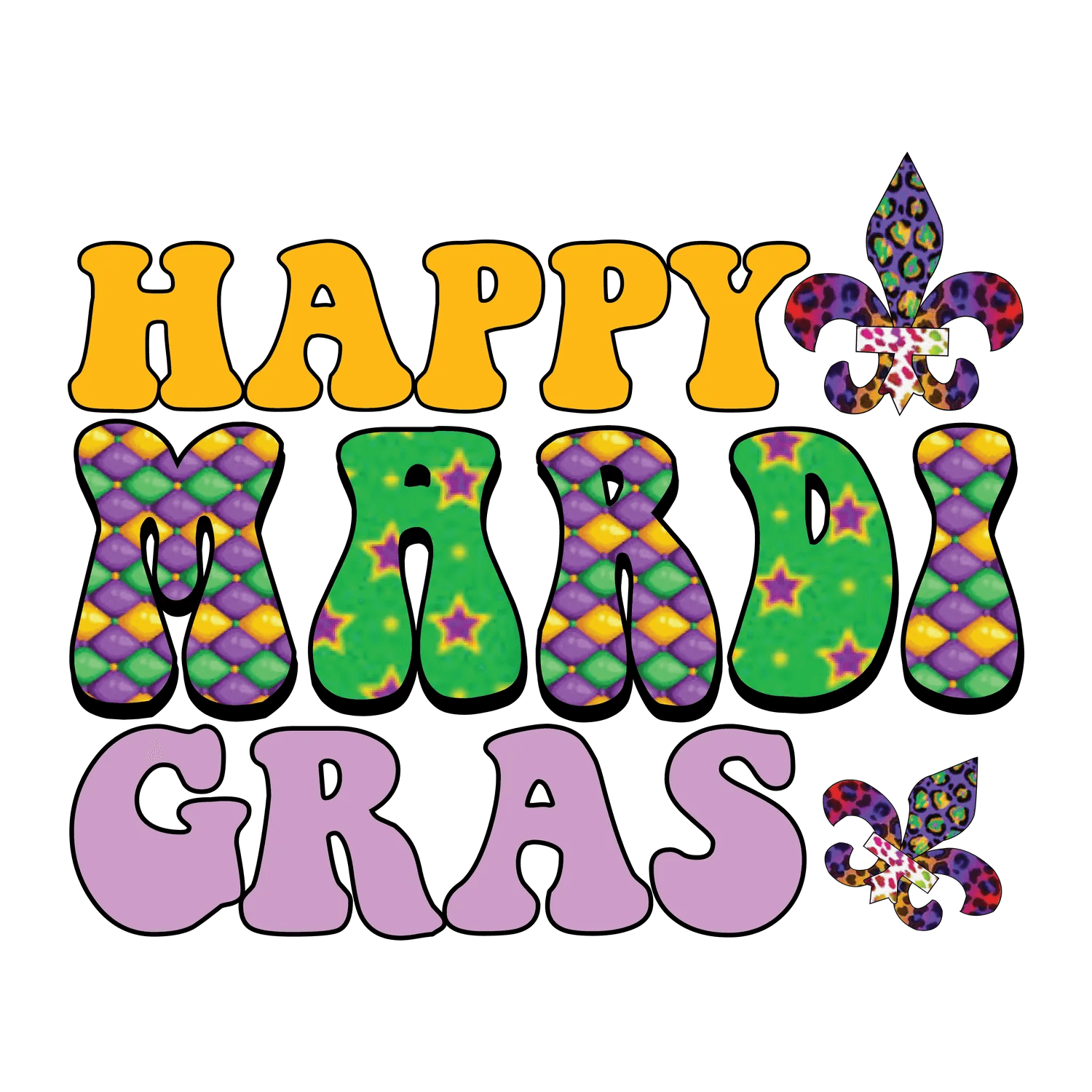 Mardi Gras Magic - DTF Ready to Press - Heat Press Transfer
