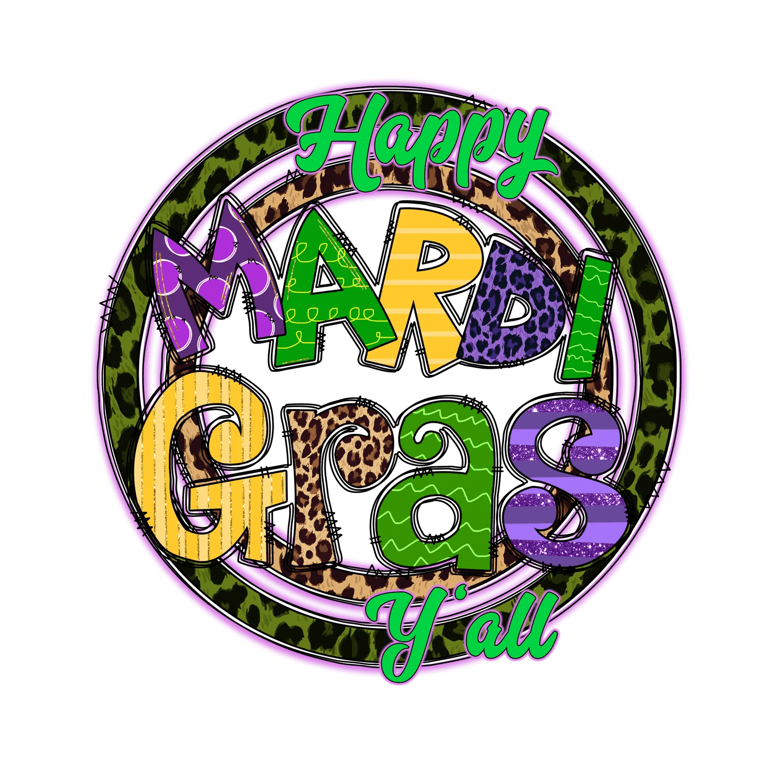 Mardi Gras Magic - DTF Ready to Press - Heat Press Transfer