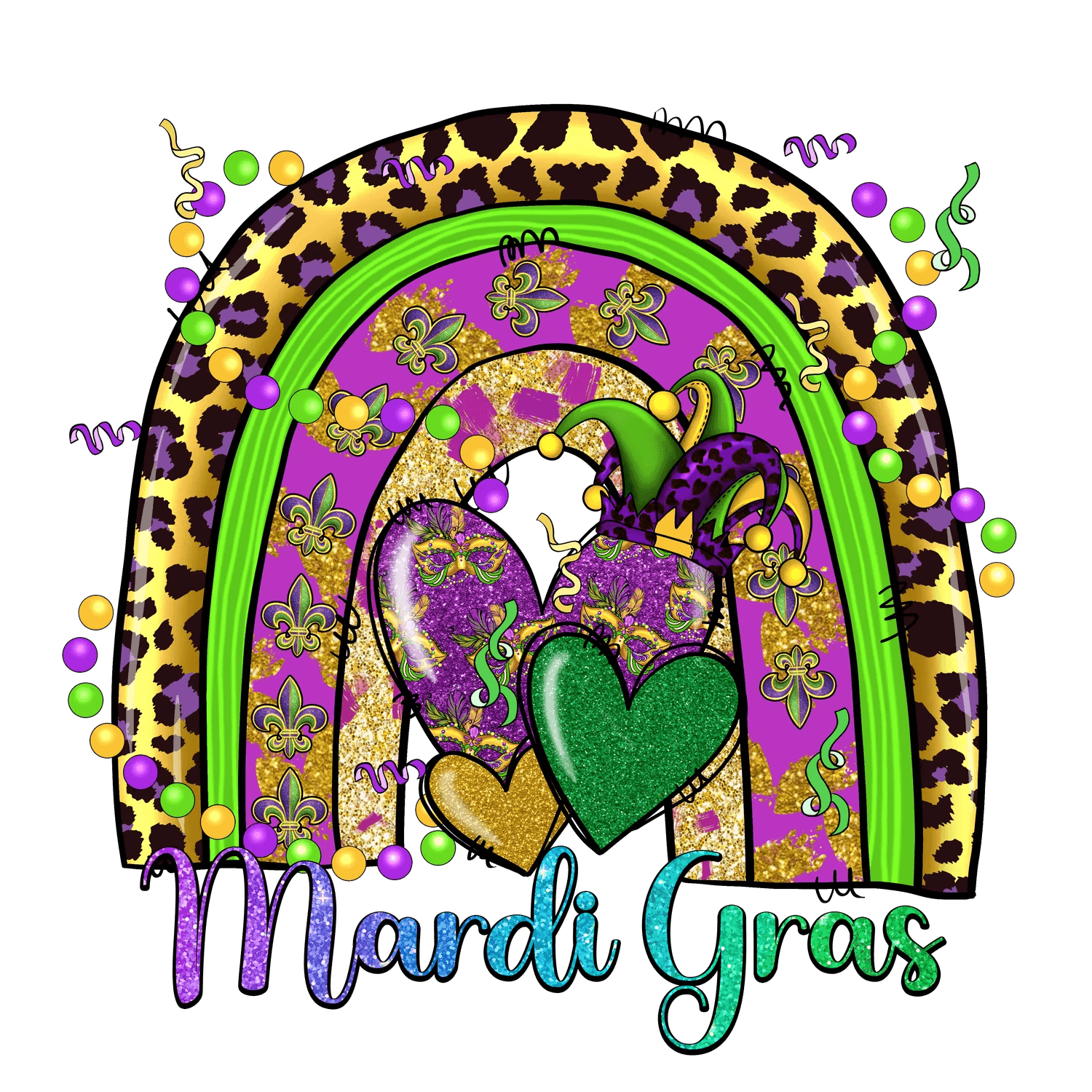 Mardi Gras Magic - DTF Ready to Press - Heat Press Transfer