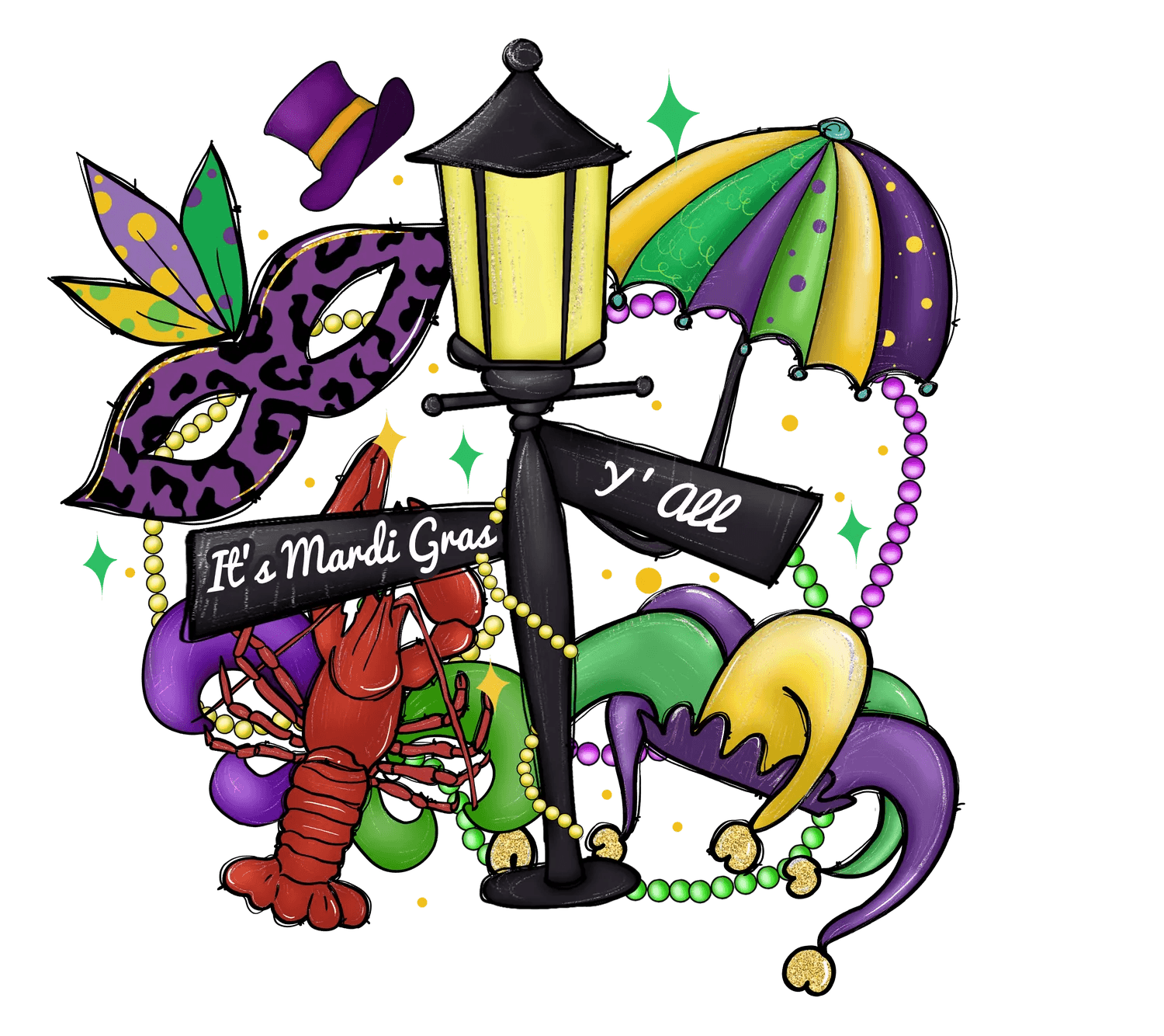 Mardi Gras Magic - DTF Ready to Press - Heat Press Transfer