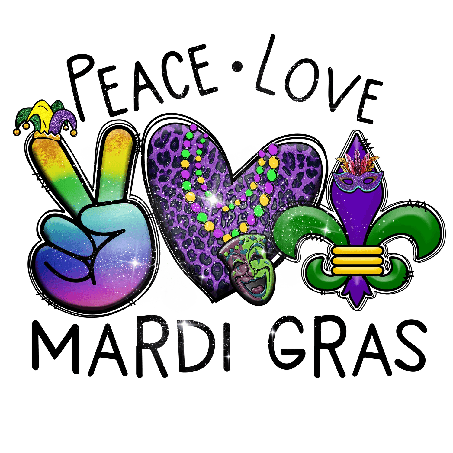 Mardi Gras Magic - DTF Ready to Press - Heat Press Transfer
