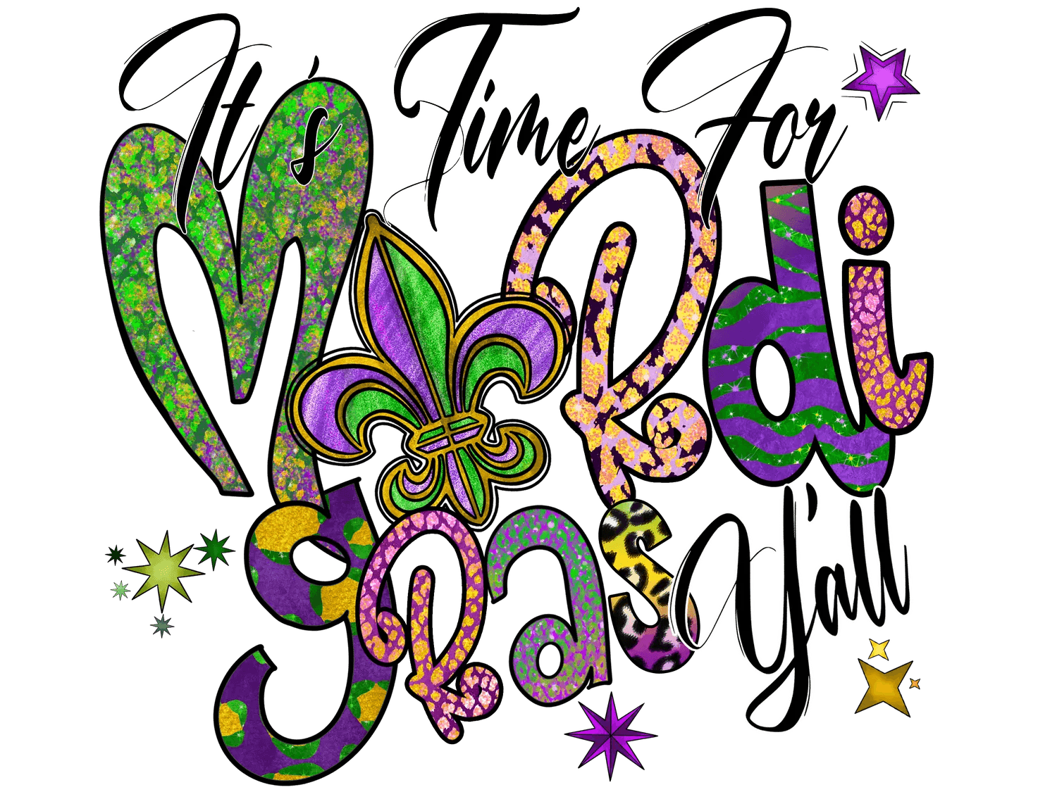 Mardi Gras Magic - DTF Ready to Press - Heat Press Transfer